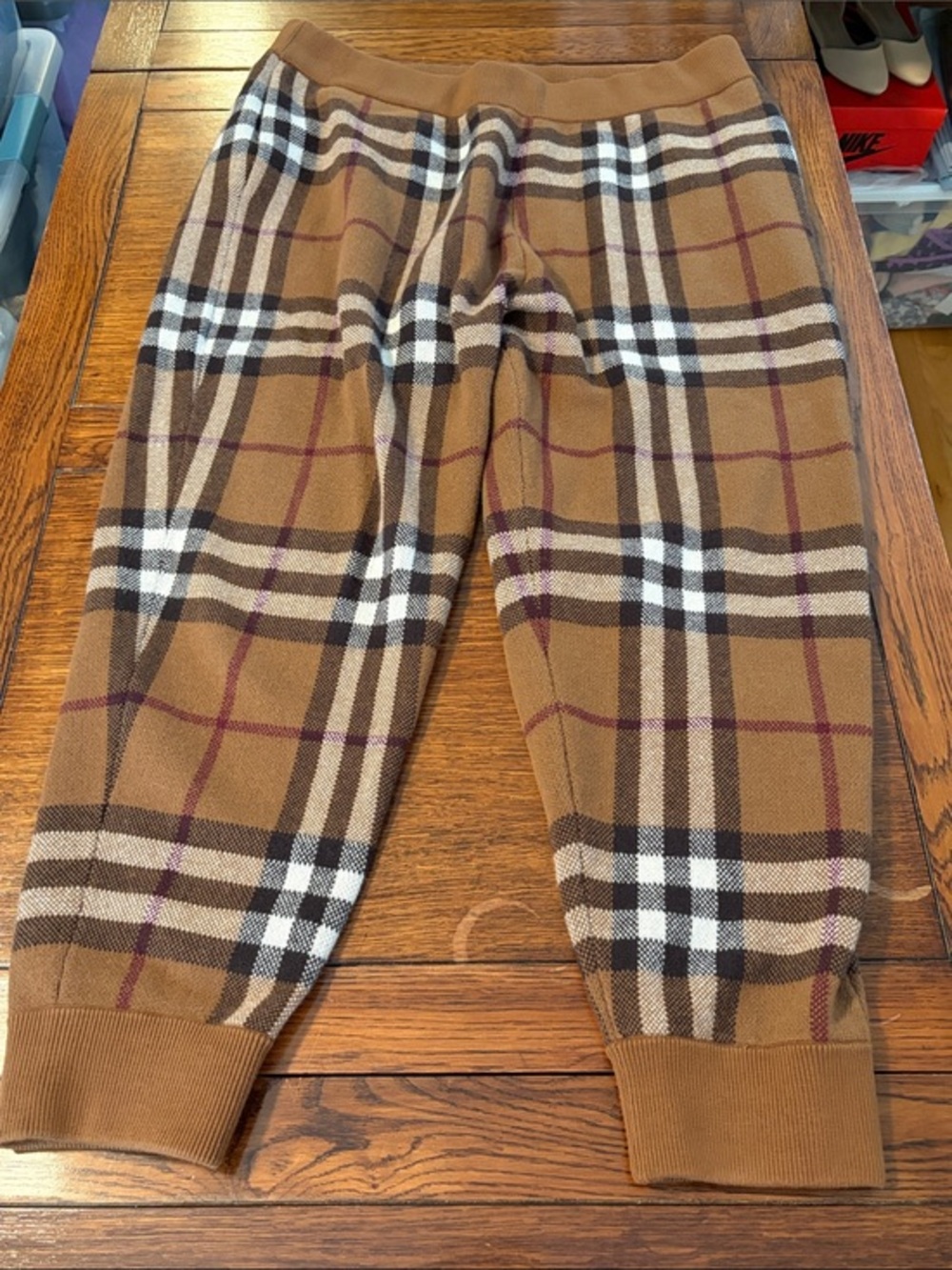 Genuine Burberry Nova Check Cashmere   Sweatpants Size XXL